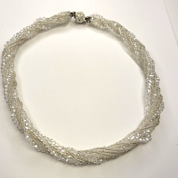 Multi Strand Braided Necklace Glass Bead Braided Necklace Beaded Twist Necklace - Picture 3 of 9